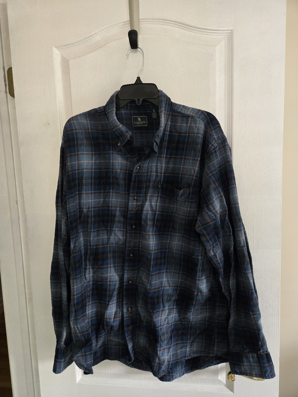 G.H. Bass & Co. Mens Size XL Flannel Plaid Top Blue Gold 100% Cotton